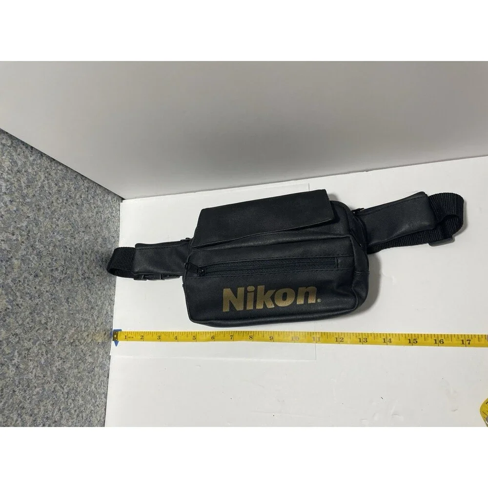 Nikon Camera Fanny Waist Pack Bag Black Nylon Vintage Crossbody Bag Leather NEW